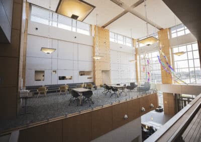 Open lounge area on the second floor of the Fort Wayne Campus