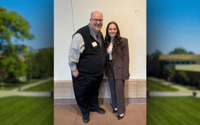 MU student Taylor Jo Bennett with high school teacher Daniel Ross at the annual Realizing the Dream banquet.