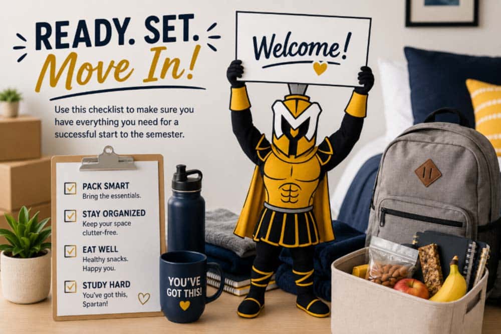Cover image reads with title Ready. Set. Move in! Use this checklist to make sure you have everything you need for a successful start to the semester.